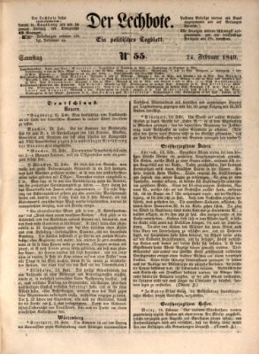 Der Lechbote Samstag 24. Februar 1849