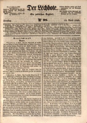 Der Lechbote Dienstag 10. April 1849