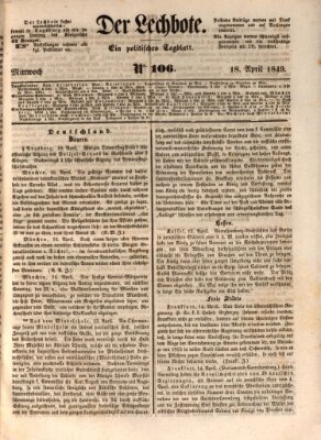 Der Lechbote Mittwoch 18. April 1849