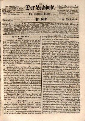 Der Lechbote Donnerstag 19. April 1849