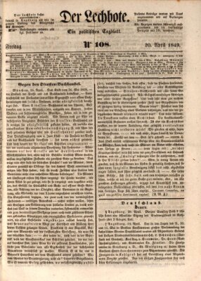 Der Lechbote Freitag 20. April 1849