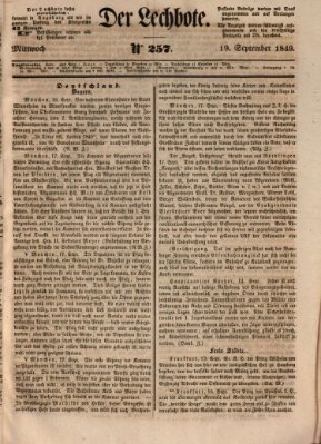 Der Lechbote Mittwoch 19. September 1849