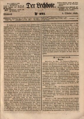 Der Lechbote Mittwoch 3. Oktober 1849