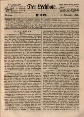 Der Lechbote Sonntag 18. November 1849