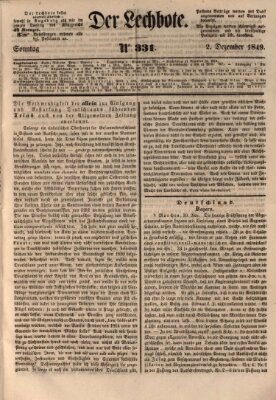 Der Lechbote Sonntag 2. Dezember 1849