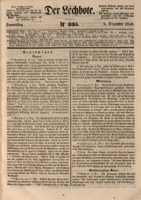 Der Lechbote Donnerstag 6. Dezember 1849