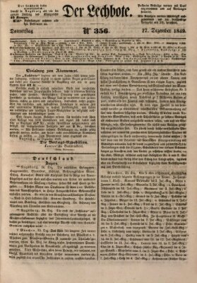 Der Lechbote Donnerstag 27. Dezember 1849