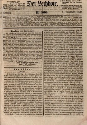 Der Lechbote Montag 31. Dezember 1849