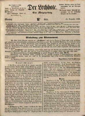 Der Lechbote Montag 16. Dezember 1850