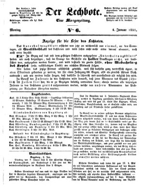 Der Lechbote Montag 6. Januar 1851