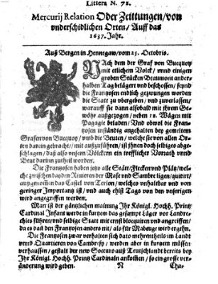 Mercurij Relation oder Zeittungen, von underschidlichen Orten (Süddeutsche Presse) Sonntag 25. Oktober 1637