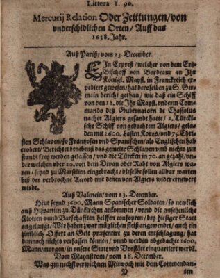 Mercurij Relation oder Zeittungen, von underschidlichen Orten (Süddeutsche Presse) Donnerstag 23. Dezember 1638