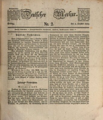 Deutscher Merkur Freitag 2. Oktober 1829