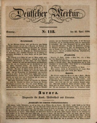 Deutscher Merkur Sonntag 25. April 1830