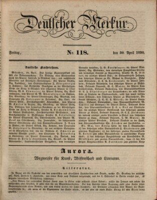 Deutscher Merkur Freitag 30. April 1830