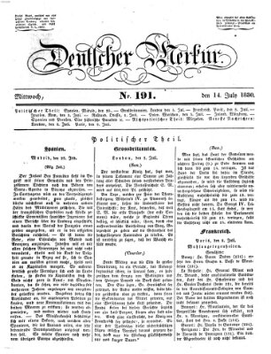 Deutscher Merkur Mittwoch 14. Juli 1830