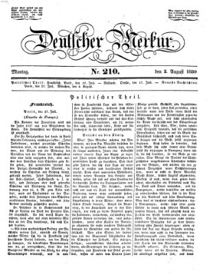 Deutscher Merkur Montag 2. August 1830