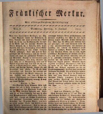 Fränkischer Merkur (Bamberger Zeitung) Freitag 6. Januar 1815