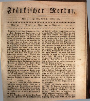 Fränkischer Merkur (Bamberger Zeitung) Montag 9. Januar 1815