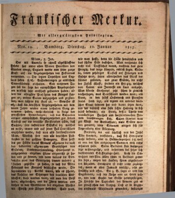 Fränkischer Merkur (Bamberger Zeitung) Dienstag 10. Januar 1815