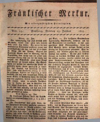 Fränkischer Merkur (Bamberger Zeitung) Montag 23. Januar 1815