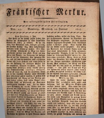 Fränkischer Merkur (Bamberger Zeitung) Mittwoch 25. Januar 1815