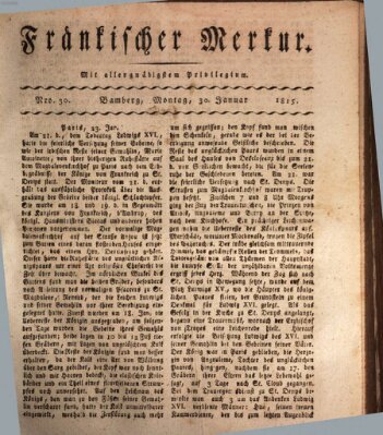 Fränkischer Merkur (Bamberger Zeitung) Montag 30. Januar 1815