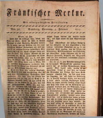 Fränkischer Merkur (Bamberger Zeitung) Sonntag 5. Februar 1815