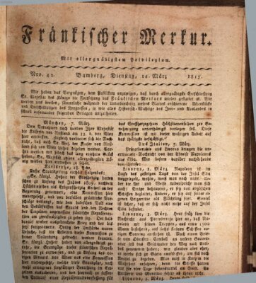 Fränkischer Merkur (Bamberger Zeitung) Dienstag 14. März 1815