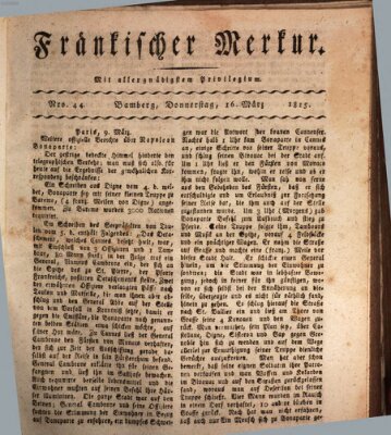 Fränkischer Merkur (Bamberger Zeitung) Donnerstag 16. März 1815