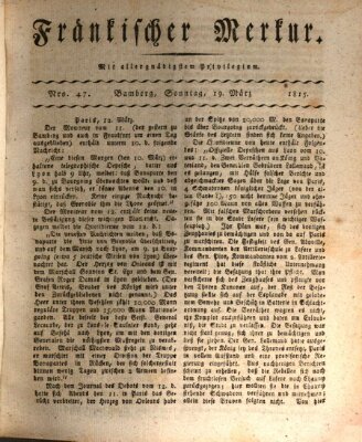 Fränkischer Merkur (Bamberger Zeitung) Sonntag 19. März 1815