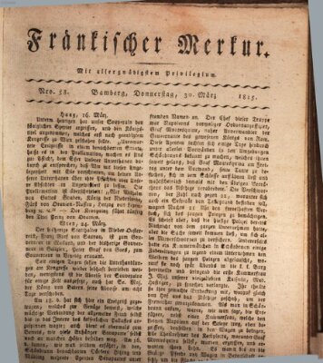 Fränkischer Merkur (Bamberger Zeitung) Donnerstag 30. März 1815