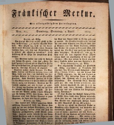 Fränkischer Merkur (Bamberger Zeitung) Sonntag 2. April 1815