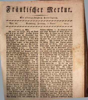 Fränkischer Merkur (Bamberger Zeitung) Freitag 7. April 1815