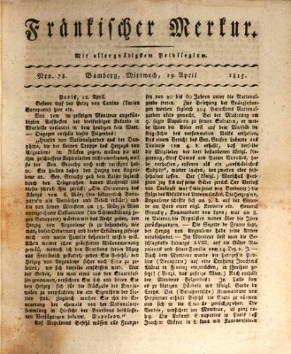 Fränkischer Merkur (Bamberger Zeitung) Mittwoch 19. April 1815