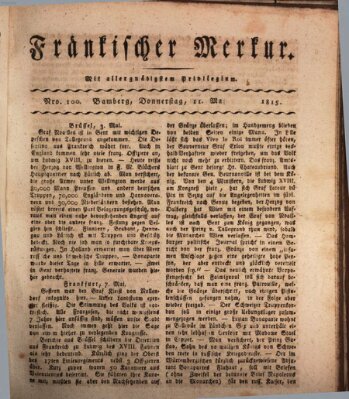 Fränkischer Merkur (Bamberger Zeitung) Donnerstag 11. Mai 1815