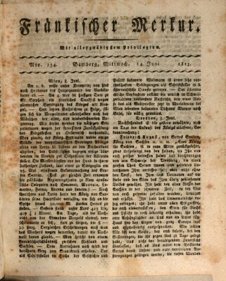 Fränkischer Merkur (Bamberger Zeitung) Mittwoch 14. Juni 1815