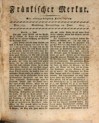 Fränkischer Merkur (Bamberger Zeitung) Donnerstag 15. Juni 1815