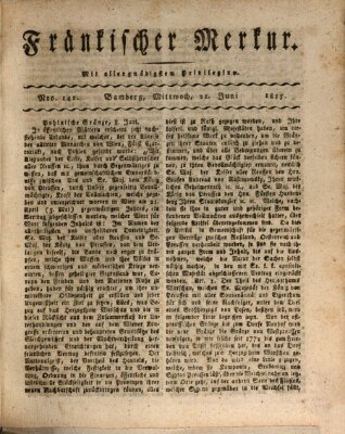 Fränkischer Merkur (Bamberger Zeitung) Mittwoch 21. Juni 1815