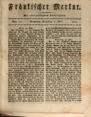 Fränkischer Merkur (Bamberger Zeitung) Samstag 1. Juli 1815