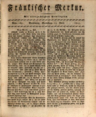 Fränkischer Merkur (Bamberger Zeitung) Samstag 15. Juli 1815