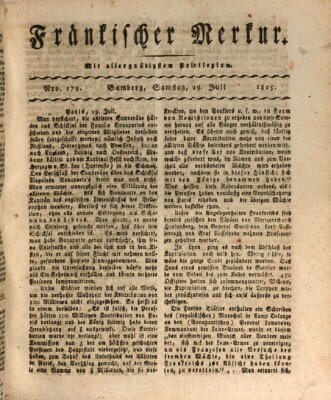 Fränkischer Merkur (Bamberger Zeitung) Samstag 29. Juli 1815