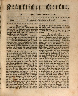 Fränkischer Merkur (Bamberger Zeitung) Samstag 5. August 1815