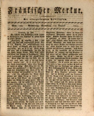 Fränkischer Merkur (Bamberger Zeitung) Samstag 12. August 1815