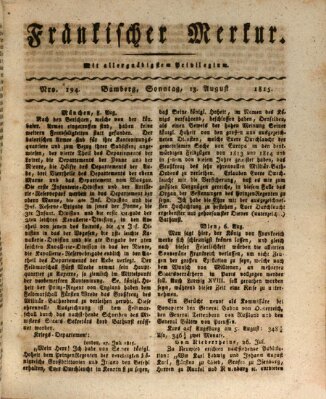 Fränkischer Merkur (Bamberger Zeitung) Sonntag 13. August 1815