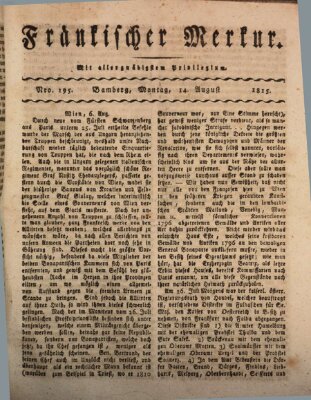 Fränkischer Merkur (Bamberger Zeitung) Montag 14. August 1815