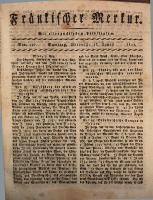 Fränkischer Merkur (Bamberger Zeitung) Mittwoch 16. August 1815