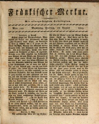 Fränkischer Merkur (Bamberger Zeitung) Freitag 18. August 1815