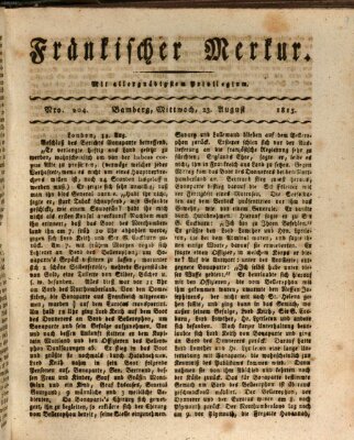 Fränkischer Merkur (Bamberger Zeitung) Mittwoch 23. August 1815