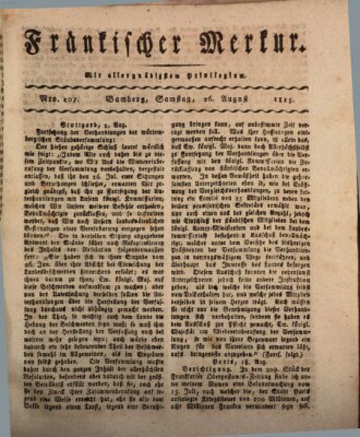 Fränkischer Merkur (Bamberger Zeitung) Samstag 26. August 1815